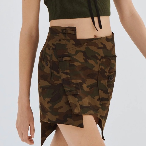 MONSE Asymmetric Deconstructed Camoflauge Mini Wrap Skirt with Pockets - Picture 5 of 9